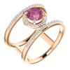 14K Gold Round Cut w/ Diamond Ring Setting - Neg Space Modern Style Ring Mounting