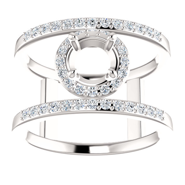 14K Gold Round Cut w/ Diamond Ring Setting - Neg Space Modern Style Ring Mounting 14K Gold Round Cut w/ Diamond Ring Setting - Neg Space Modern Style Ring Mounting