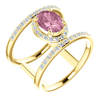 14K Gold Oval Cut w/ Diamond Ring Setting - Neg Space Modern Style Ring Mounting