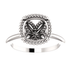 14K Gold Cushion Cut Solitaire Ring Setting - Beaded Halo Style Ring Mounting