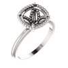 14K Gold Cushion Cut Solitaire Ring Setting - Beaded Halo Style Ring Mounting