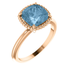 14K Gold Cushion Cut Solitaire Ring Setting - Beaded Halo Style Ring Mounting