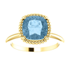 14K Gold Cushion Cut Solitaire Ring Setting - Beaded Halo Style Ring Mounting