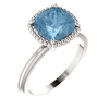 14K Gold Cushion Cut Solitaire Ring Setting - Beaded Halo Style Ring Mounting