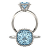 14K Gold Cushion Cut Solitaire Ring Setting - Beaded Halo Style Ring Mounting
