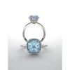 14K Gold Cushion Cut Solitaire Ring Setting - Beaded Halo Style Ring Mounting
