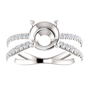 14K Gold Round Cut w/ Diamond Ring Setting - Split-Shank Style Ring Mounting