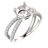 14K Gold Round Cut w/ Diamond Ring Setting - Split-Shank Style Ring Mounting