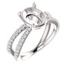 14K Gold Oval Cut w/ Diamond Ring Setting - Split-Shank Style Ring Mounting