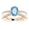 14K Gold Oval Cut w/ Diamond Ring Setting - Split-Shank Style Ring Mounting