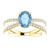 14K Gold Oval Cut w/ Diamond Ring Setting - Split-Shank Style Ring Mounting