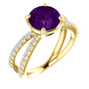 14K Gold Round Cut w/ Diamond Ring Setting - Split-Shank Style Ring Mounting