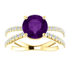 14K Gold Round Cut w/ Diamond Ring Setting - Split-Shank Style Ring Mounting