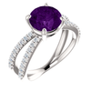 14K Gold Round Cut w/ Diamond Ring Setting - Split-Shank Style Ring Mounting