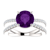 14K Gold Round Cut w/ Diamond Ring Setting - Split-Shank Style Ring Mounting