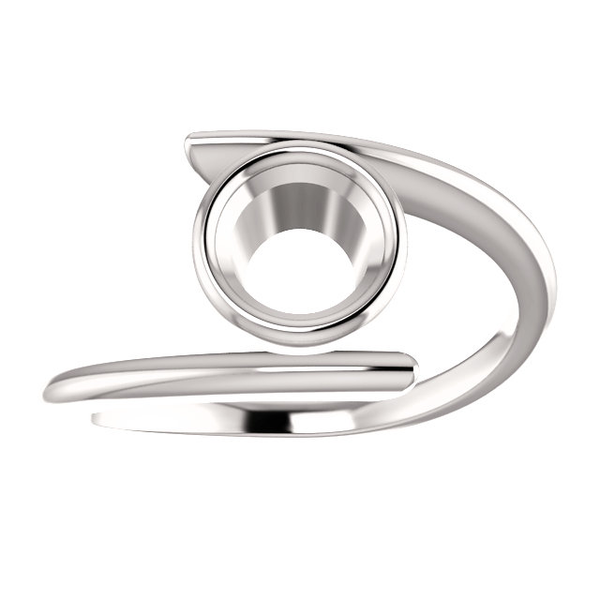 Sterling Silver Round Cut Solitaire Ring Setting - Modern Bypass Style Ring Mounting Sterling Silver Round Cut Solitaire Ring Setting - Modern Bypass Style Ring Mounting