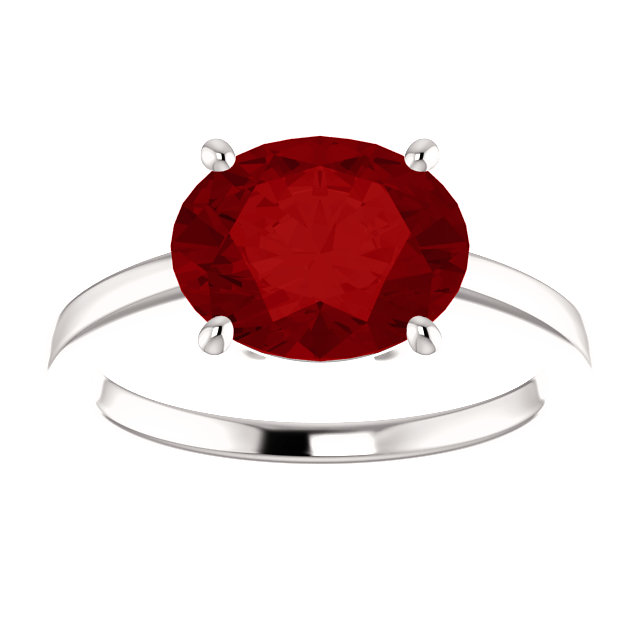 Sterling Silver Oval Cut Solitaire Ring Setting - Modern Style Ring Mounting