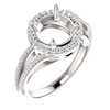 14K Gold Round Cut w/ Diamond Ring Setting - Halo Bypass Style Ring Mounting