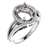 14K Gold Oval Cut w/ Diamond Ring Setting - Halo Bypass Style Ring Mounting