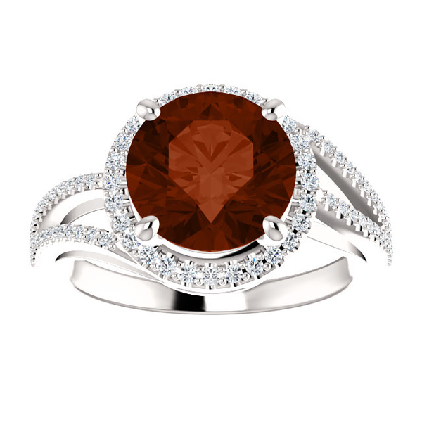 14K Gold Round Cut w/ Diamond Ring Setting - Halo Bypass Style Ring Mounting 14K Gold Round Cut w/ Diamond Ring Setting - Halo Bypass Style Ring Mounting