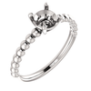 14K Gold Round Cut Solitaire Ring Setting - Beaded Style Ring Mounting