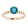 14K Gold Round Cut Solitaire Ring Setting - Beaded Style Ring Mounting