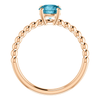 14K Gold Round Cut Solitaire Ring Setting - Beaded Style Ring Mounting