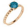 14K Gold Round Cut Solitaire Ring Setting - Beaded Style Ring Mounting