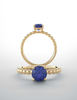 14K Gold Round Cut Solitaire Ring Setting - Beaded Style Ring Mounting