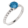 14K Gold Round Cut Solitaire Ring Setting - Beaded Style Ring Mounting