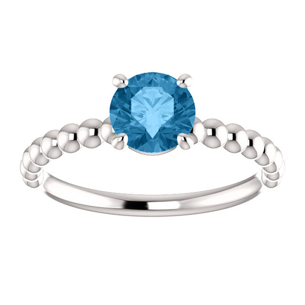 14K Gold Round Cut Solitaire Ring Setting - Beaded Style Ring Mounting 14K Gold Round Cut Solitaire Ring Setting - Beaded Style Ring Mounting