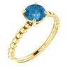 14K Gold Round Cut Solitaire Ring Setting - Beaded Style Ring Mounting