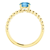 14K Gold Round Cut Solitaire Ring Setting - Beaded Style Ring Mounting