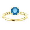 14K Gold Round Cut Solitaire Ring Setting - Beaded Style Ring Mounting