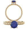 14K Gold Round Cut Solitaire Ring Setting - Beaded Style Ring Mounting