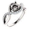 14K Gold Round Cut w/ Diamond Ring Setting - Semi-Bypass Style Ring Mounting