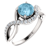 14K Gold Round Cut w/ Diamond Ring Setting - Semi-Bypass Style Ring Mounting