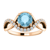 14K Gold Round Cut w/ Diamond Ring Setting - Semi-Bypass Style Ring Mounting