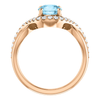 14K Gold Round Cut w/ Diamond Ring Setting - Semi-Bypass Style Ring Mounting