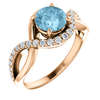 14K Gold Round Cut w/ Diamond Ring Setting - Semi-Bypass Style Ring Mounting