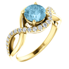 14K Gold Round Cut w/ Diamond Ring Setting - Semi-Bypass Style Ring Mounting