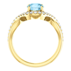 14K Gold Round Cut w/ Diamond Ring Setting - Semi-Bypass Style Ring Mounting
