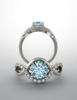 14K Gold Round Cut w/ Diamond Ring Setting - Semi-Bypass Style Ring Mounting