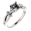 14K Gold Round Cut w/ Diamond Ring Setting - Crossover Style Ring Mounting