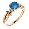 14K Gold Round Cut w/ Diamond Ring Setting - Crossover Style Ring Mounting