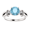 14K Gold Round Cut w/ Diamond Ring Setting - Crossover Style Ring Mounting