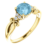 14K Gold Round Cut w/ Diamond Ring Setting - Crossover Style Ring Mounting