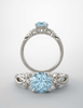 14K Gold Round Cut w/ Diamond Ring Setting - Crossover Style Ring Mounting
