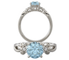 14K Gold Round Cut w/ Diamond Ring Setting - Crossover Style Ring Mounting