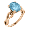 14K Gold Oval Cut Solitaire Ring Setting - Ribbon Style Ring Mounting